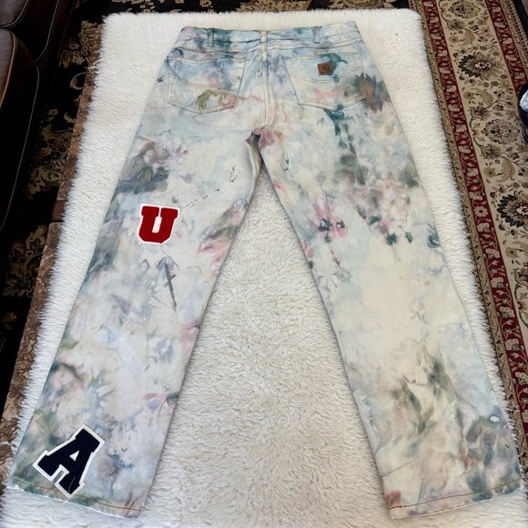 Carhartt Tie Dye w/ Patches Multicolor Men’s Straight leg Semi Distressed Jeans - Picture 2 of 16